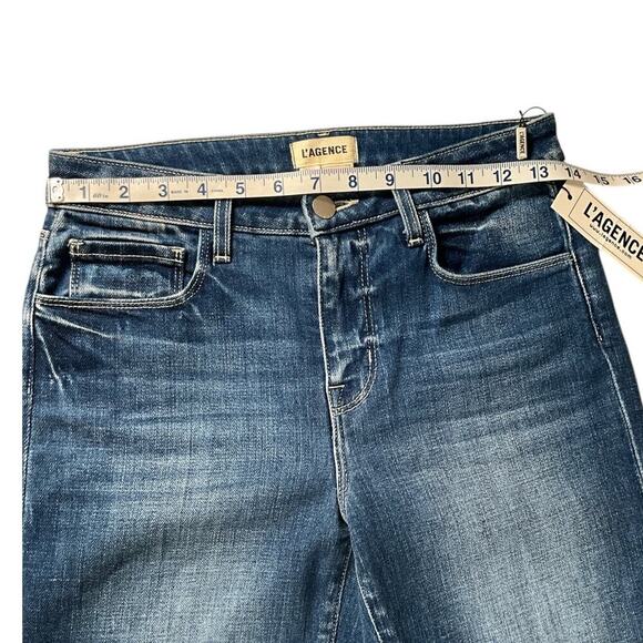 L'AGENCE Size 25 New With Tag High Rise Slim Flare Stretch Light Wash 94% Cotton - Picture 3 of 8